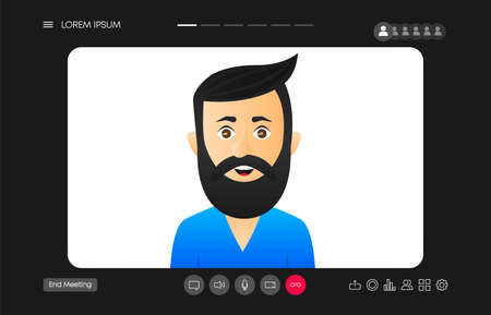 Video chat user interface, video calls window overlay. Stay and work from home. Video conference...
