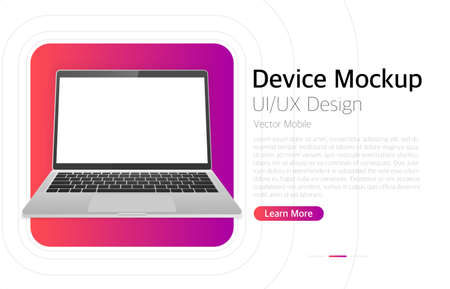 Gray metallic laptop isolated on white. Device mockup. Silver metal surface. Digital modern computer technology. Vector illustration.のイラスト素材