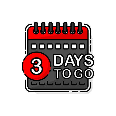Countdown Three days to go banner, count time sale. Calendar on white background, Seven, six, five, four, three, two, one days to go. Vector illustration.のイラスト素材