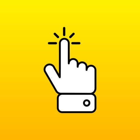 Cursor mouse pointer izolated on yellow background. Click here tool. Vector illustration.のイラスト素材
