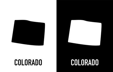 Colorado - U.S. state. Contour line in white and black color on two face background. Map of The United States of America. Vector illustration.のイラスト素材