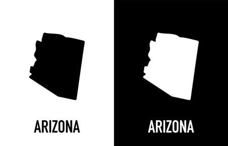 Arizona - U.S. state. Contour line in white and black color on two face background. Map of The United States of America. Vector illustration.のイラスト素材