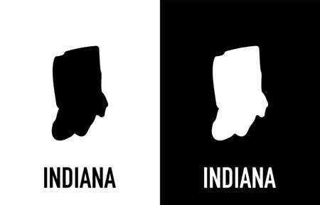 Indiana - U.S. state. Contour line in white and black color on two face background. Map of The United States of America. Vector illustration.のイラスト素材
