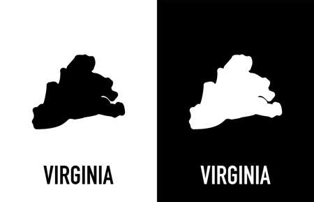 Virginia - U.S. state. Contour line in white and black color on two face background. Map of The United States of America. Vector illustration.のイラスト素材