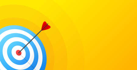 Red arrows reaching the center target. Darts target. Success Business Concept. Vector illustration.