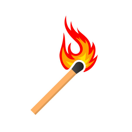 Burning match icon on white background. Vector illustrationのイラスト素材