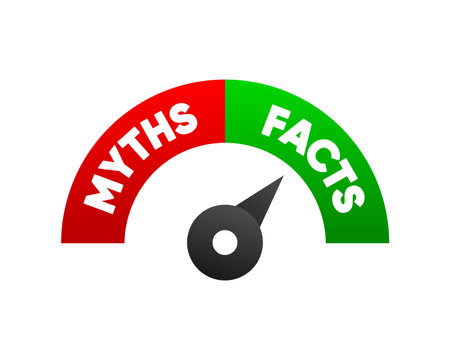 Versus VS battle. Speed risk scale of facts and myths. Concept of thorough fact checking or easy...