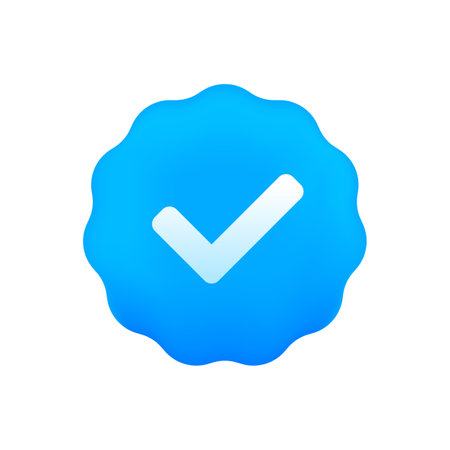 Profile Verification concept. Verified icon. Checked icon with checked social media icon style. Check the box. Approved, accepted, verified and secure. Vector illustration.のイラスト素材