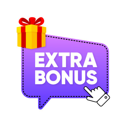 Extra Bonus label banner. Modern banner with Surprise Gift. Web template for promotion. Extra bonus label, sticker or tag icon. Bonus icon. Vector illustration.のイラスト素材