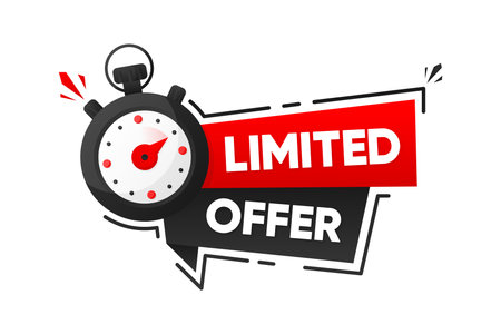 Limited Offer banner with countdown. Super promo label with timer clock. Last offer banner for sale promotion. Vector illustration.のイラスト素材