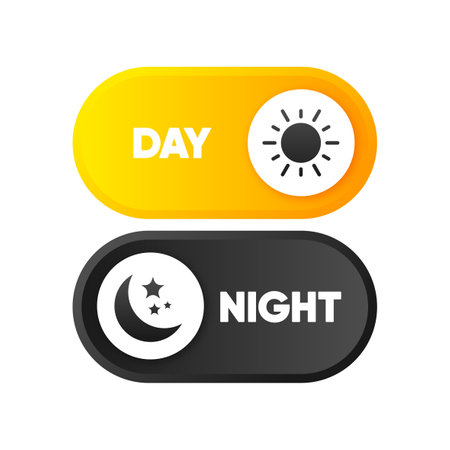 Day or Night mode switch button. Concept of interface ui. On Off or Light and Dark mode. Vector illustration.のイラスト素材