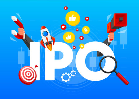 IPO concept. IPO is Initial Public Offering. Company go public in stock market. Investment new...
