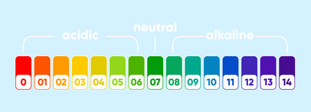 PH scale meter for acidic and alkaline solutions. Acid-base balance scale. Chemical test. Vector illustration.のイラスト素材