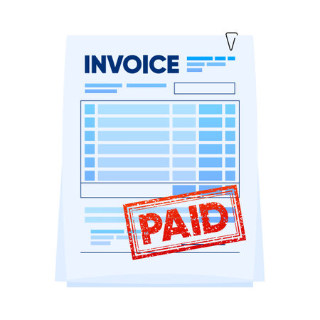 Paid Business Invoice template. Bill form. Price Invoice. Creative invoice. Business payment agreement design template. Vector illustration.のイラスト素材