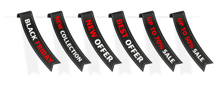 A set of ribbons with the inscription sale. Special price offer signs. Discount on goods or services. Shopping concept. Promotion price mega sale, special discount. Vector illustration.のイラスト素材