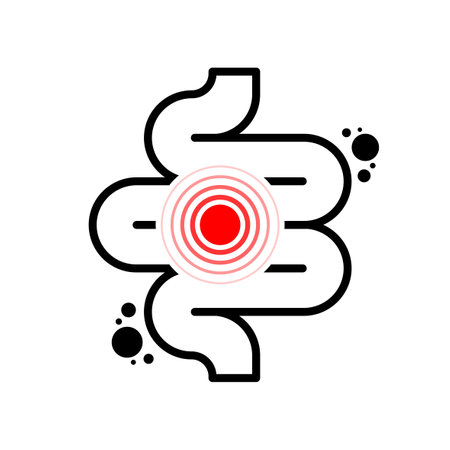 Colitis. Stomach. Gut constipation, Abdominal and bloating vector. Gastroenterology for medical. Health care concept. Vector illustration.のイラスト素材