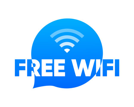 Free Wi-Fi Zone. Wireless internet network connection. Free traffic distribution for users. Vector illustration.のイラスト素材