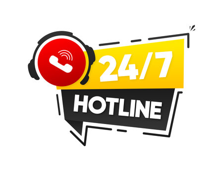 Tech Support Chat. Support service for user consultation. Customer Support flat banner. Call center 24 7. Hotline support service. Vector illustration.のイラスト素材