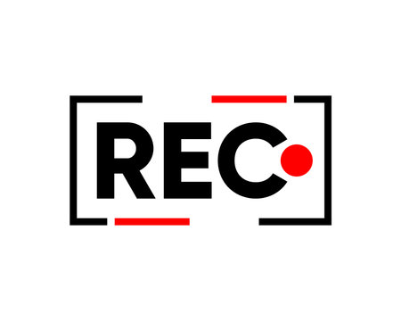 Rec icon. Record button. Video recording concept. Start of recording audio or video on camera. Logo for livestream on computer. Web player technology. Vector illustration.のイラスト素材