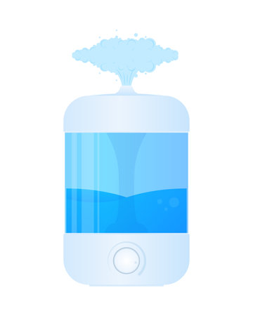 Humidifier air diffuser. Air cleaning and humidifying device for the house. Modern ultrasonic humidifier. Vector illustration.のイラスト素材