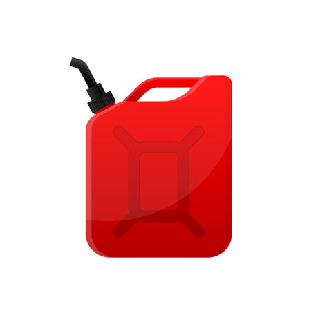 Gasoline canister isolated on white background. Gasoline canister with a drop fuel. Canister Package For Transportation Petroleum Product. Vector Illustration.のイラスト素材