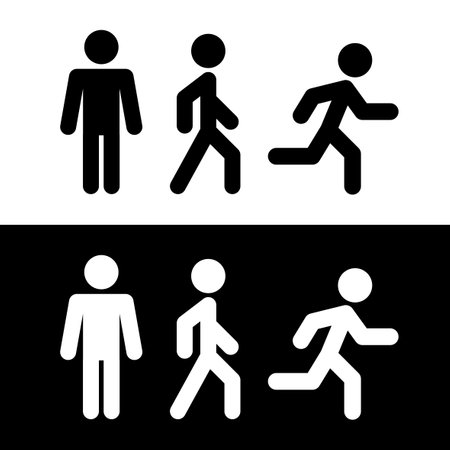People icons set. Various human postures and movements. Figure human silhouettes. Vector illustration.のイラスト素材