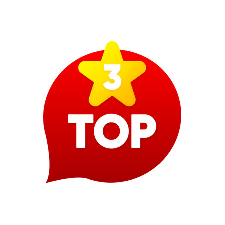 Top 3 Rating Chart. Best in the ranking. Trending tag for web, video, promo, pictures. Counting concept. Vector illustration.のイラスト素材