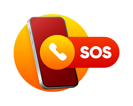 SOS emergency call. 911 calling. Emergency call. A cry for help. Hotline concept. Vector illustration.のイラスト素材