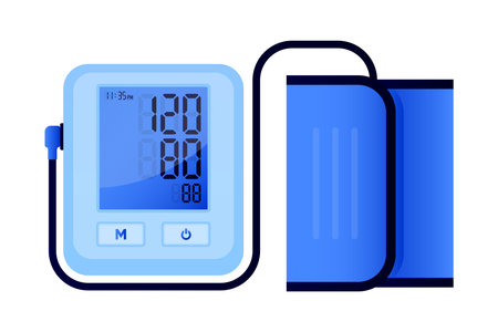 Medical Electronic Tonometer. Digital blood pressure monitor. Optimal blood pressure. Digital sphygmomanometer. Vector illustration.のイラスト素材