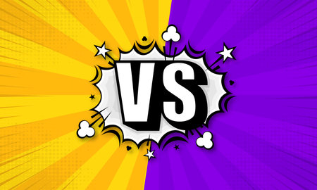 Versus fight. VS letters fight. Comic pop art background. Halftone and lightning. Vector Illustration.のイラスト素材