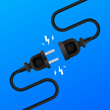 Electric Socket with a Plug. Wire plug and socket. Connection or disconnection electricity. Concept...