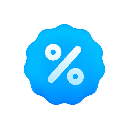 Price Tag 3d with Percent symbol. Discount starburst sticker. Advertising marketing. Special commercial bonuses. Vector illustration.のイラスト素材