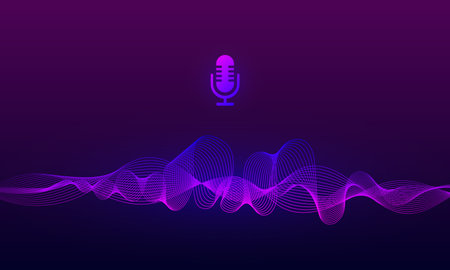 Voice AI Assistant Recognition. Personal Assistant concept. Modern technology. Microphone icon and...