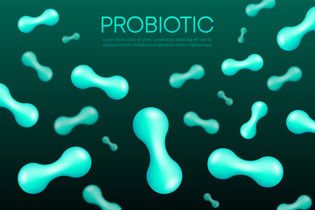 Bacteria Probiotics. Prebiotic, Lactobacillus and Bifidobacterium. Healthy food ingredient. Vector illustration.のイラスト素材