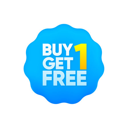 Buy One Get One Free. Promotion Discount banner. Coupon icon. Modern concept design. Banner with offer badge. Vector illustration.のイラスト素材