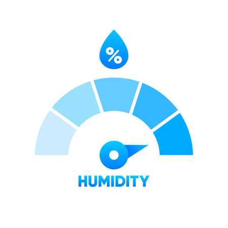 Humidity level. Water Temperature Indicator. Humidity meter. Measuring dashboard with arrow. Vector illustration.のイラスト素材