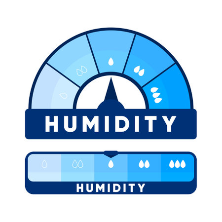 Humidity level. Water Temperature Indicator. Humidity meter. Measuring dashboard with arrow. Vector illustration.のイラスト素材