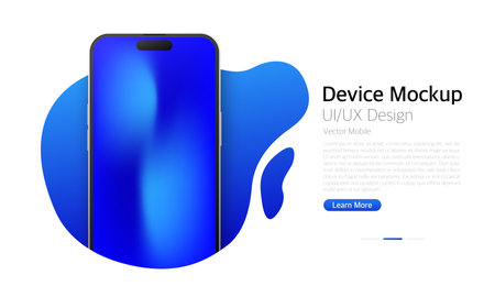 Realistic Smartphone Mockup. Device UI, UX mockup. Presentation template. Mobile phone frame with blank display. 3d realistic cell phone. Vector illustration.のイラスト素材