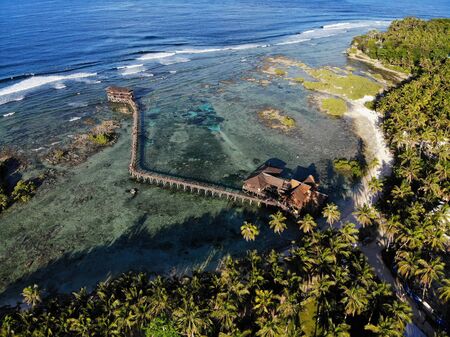 Cloud 9 Pier, Siargao, The Philippines - Aerial Photographの写真素材