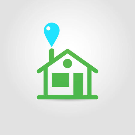 Ecology icon with green house and blue water energy dropのイラスト素材