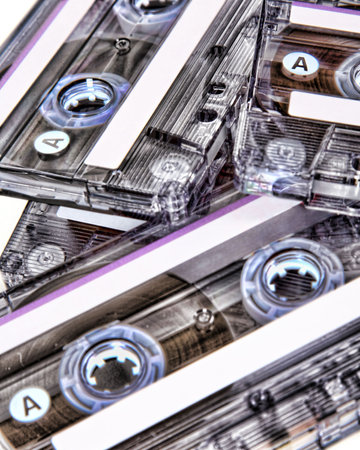 pile of cassette tapesの写真素材