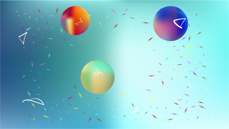 A space themed background illustration. Liquid hi-res and fresh. Illustration, color. Stars, planets, signs. Colorful universe new space background.のイラスト素材