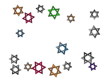 Confetti new background modern. Colored David stars space. The good confetti background illustrations design.のイラスト素材