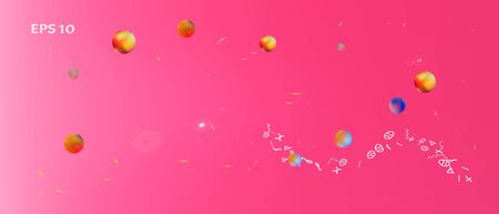Recent space and signs confetti. Background smooth. Minimal colorific illustration. The good Ultra Wide themed background illustration. Colorful pure abstraction. Magneta main theme.のイラスト素材