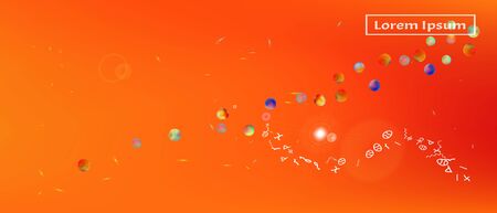 Breezy space and signs confetti. Background blur. Creative colorific illustration. Abstract Ultra Wide background picture. Colorful pristine abstraction. Orange red main theme.のイラスト素材