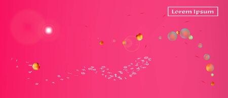 Clean space and signs confetti. Background colorful. Funny colorific illustration. Wonderful colored background space Ultra Wide. Colorful clear abstraction. Magneta main theme.のイラスト素材