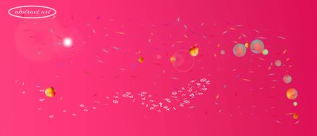 Net space and signs confetti. Professional colorific illustration. Background blur. Abstract universe and signs Ultra Wide background illustration. Colorful recent abstraction. Magneta main theme.のイラスト素材