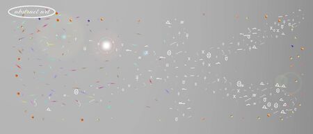 Clean space and signs confetti. Background mesh. Creative colorific illustration. Ultra Wide background art inspire. Colorful crisp abstraction. White neutral main theme.のイラスト素材