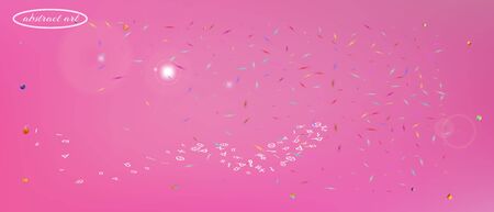 Clean space and signs confetti. Usefull colorific illustration. Background modern. The good Ultra Wide themed background illustration. Colorful crisp abstraction. Pink colored main theme.のイラスト素材