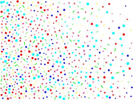 Colored confetti backgrounds. Confetti new background web. Colored hexagons, stars, ovals 3d.のイラスト素材